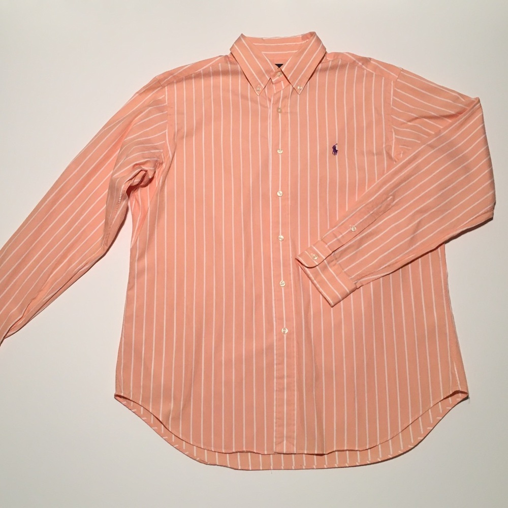 Ralph Lauren Classic Fit Suit Shirt Peach Stripes